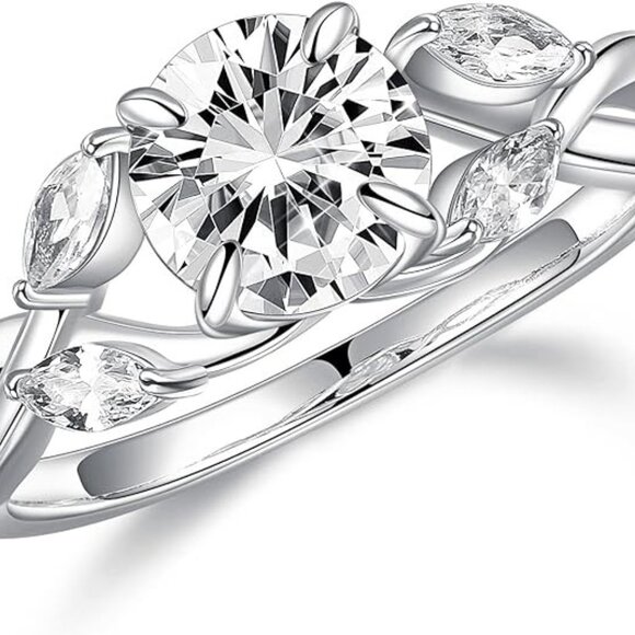 Willow Moissanite 1.2ct D Color VVS1 Clarity Lab Created Ring - Silver - Picture 1 of 3